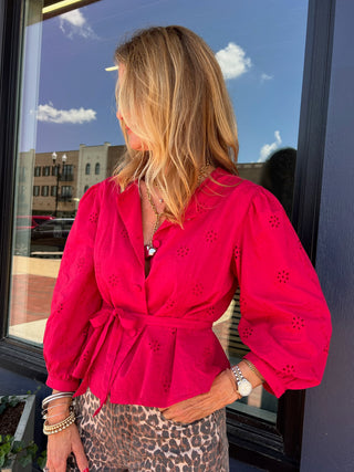 Rockland Eyelet Blouse Red
