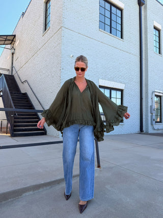 Marlowe Cuff Blouse Olive