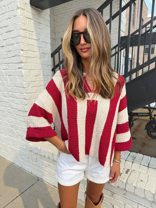 Blythe Striped Sweater Red
