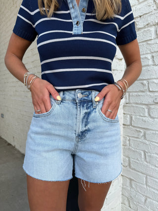 MICA DENIM |  Super High-Rise Shorts Mist Blue