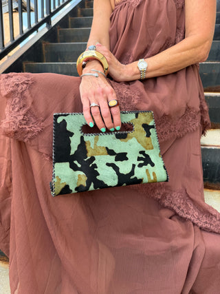 Mia Clutch Printed Hairon Leather - CAMO