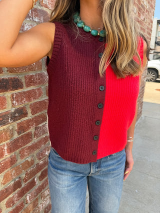 Averi Knit Vest Burgundy/Red