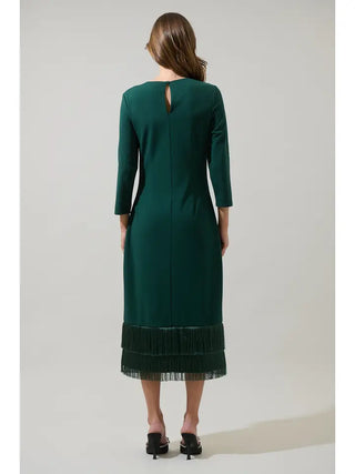 Sugarlips | Alannah Fringe Midi Dress Emerald