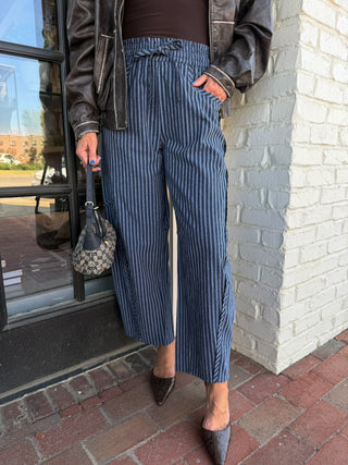 Marlowe Striped Pull On Pants Navy