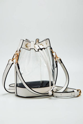 Clear Crossbody Stadium Bucket Bag | White