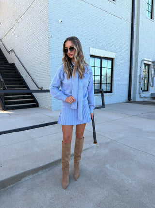 Brushed Knit Sweater Set Powder Blue