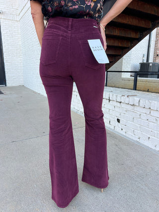 Daze | Sunset Flare High Rise Leg in Fig Cord