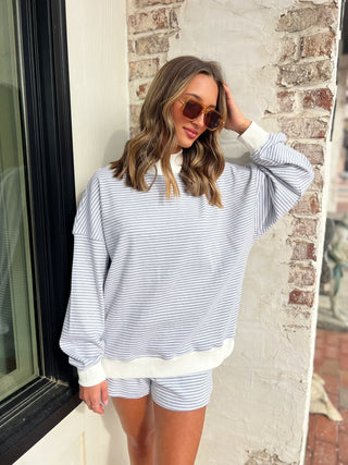 Savy Mock Neck Set Stripe