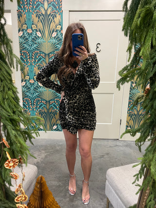 Marilyn Leopard Velvet dress