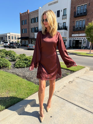 Genevieve Lace Dress - Rum Raisin