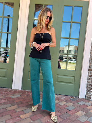 Miou Muse | Forest Green Denim Trouser
