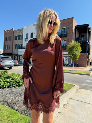 Genevieve Lace Dress - Rum Raisin