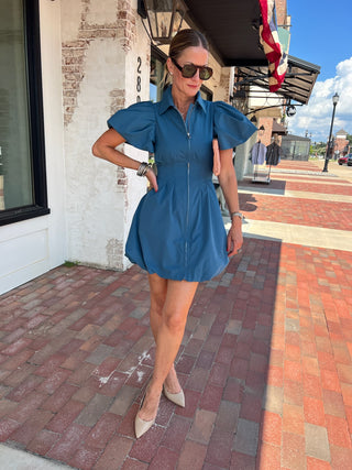Tutor Bubble Dress Teal
