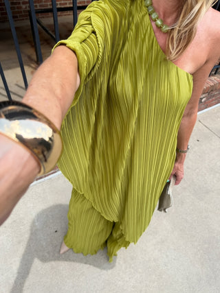 Ellie Pleated Set Chartreuse