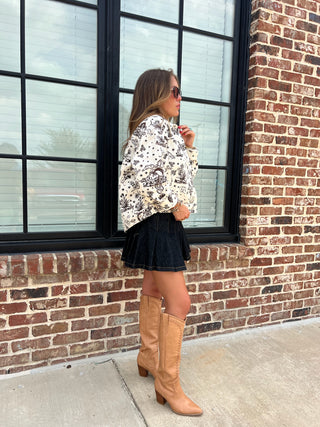 Fade Theory Denim Pleated Skort