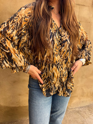 Dress Forum | Ivy  Button Down Blouse Mocha