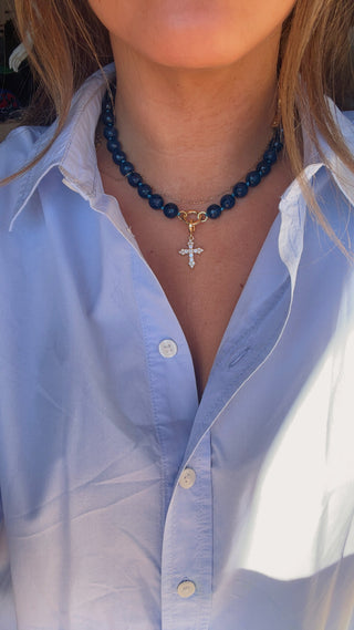 Vice Cross Necklace Blue