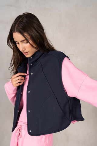 Lalamia | Ira Cotton Loop Terry Vest Navy