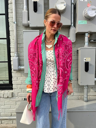 The Cannon Button-Down Stripe Top Green