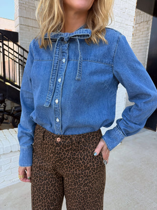 Josie Tie Front Denim Top