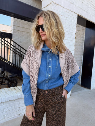 Josie Tie Front Denim Top