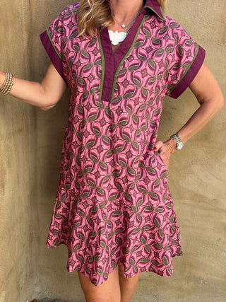 Entro | Carrie Abstract Pattern Mini Dress Wine