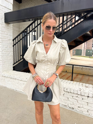 GLAM | Boretta Pleather Dress Crm