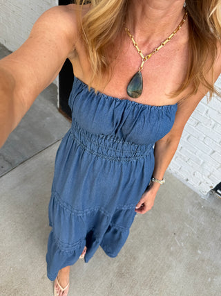 EESOME | Rya Tiered Denim Maxi