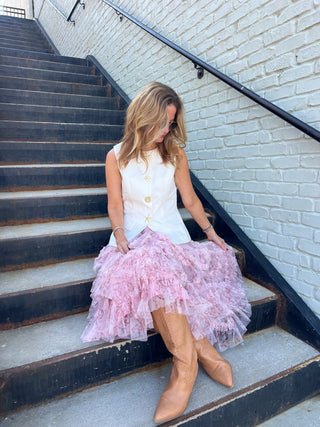 Rosalie Tiered Skirt Blush