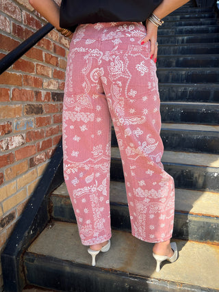 Paisley Barrel Jeans Pink