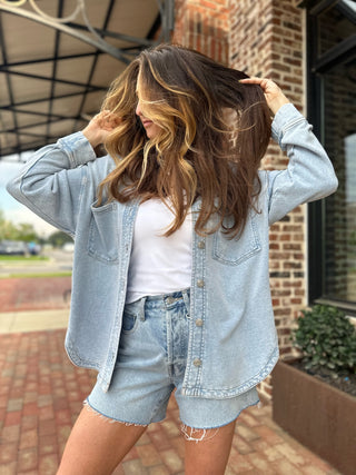 Z Supply | All Day Knit Denim Jacket Washed Indigo