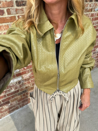 Ira Cropped Jacket Chartreuse