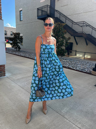 THML| Howdy Hydrangea Dress Dk. blue