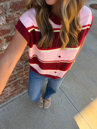 Marlow Sweater Vest Burgundy Combo