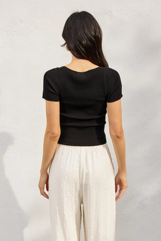 Dress Forum | Genai Light Knit Square Top Black