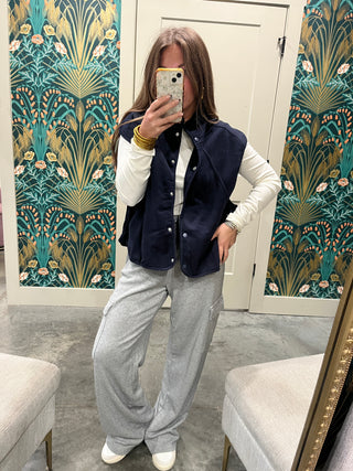 Lalamia | Ira Cotton Loop Terry Vest Navy