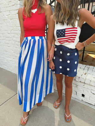 SUNDAY EDITION | Hallie Polka Dot Mini Skirt Navy