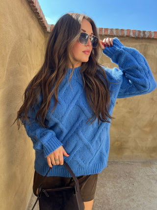 Sage The Label | On Stage Cable Sweater Blue