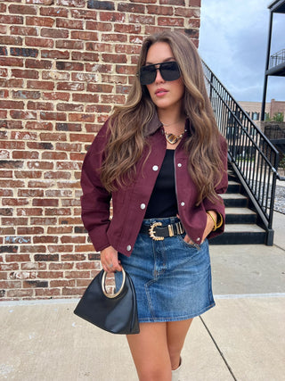 NEEDIi | Nikki Cropped Barn Jacket Wine