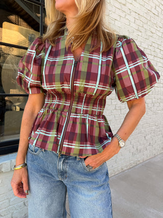 Gwen Short Sleeve Top Burgundy