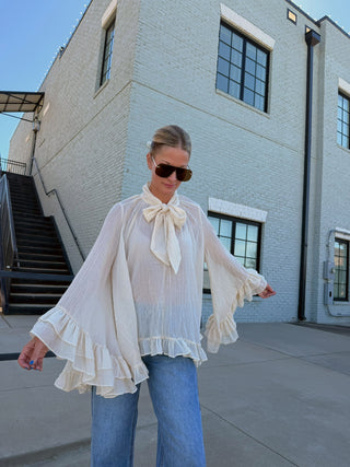 Marlowe Ruffle Cuff Blouse Cream