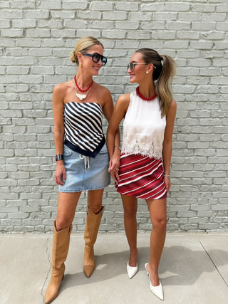 Crimson Angle Mini Skirt