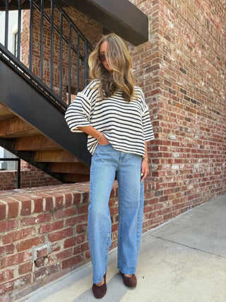 Harbor Stripe Knit Top Navy