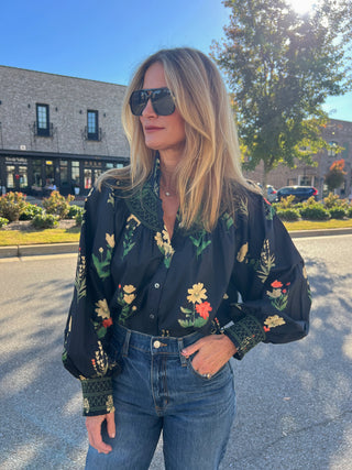 Entro | Britt Smocked Ruffle Blouse Black