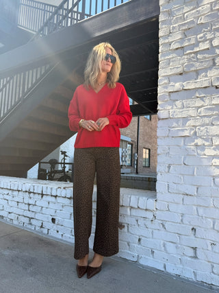 Riva V Neck Sweater Red