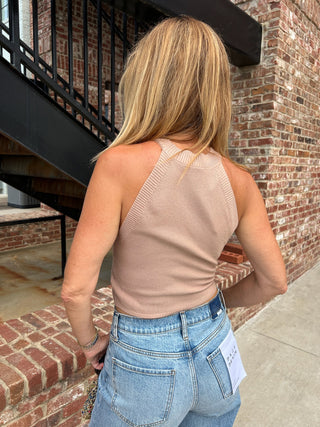 The Lake Sleeveless Knit Top Tan