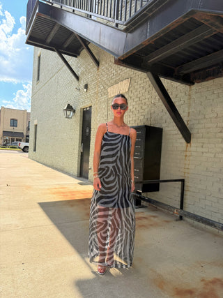 Wild Nights Zebra Sheer Maxi Black