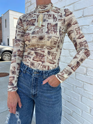 Sage The Label | Giddy Up Mock Neck Mesh Top