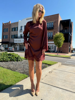 Genevieve Lace Dress - Rum Raisin