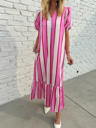 ENTRO | Maggie Stripe Maxi Pink